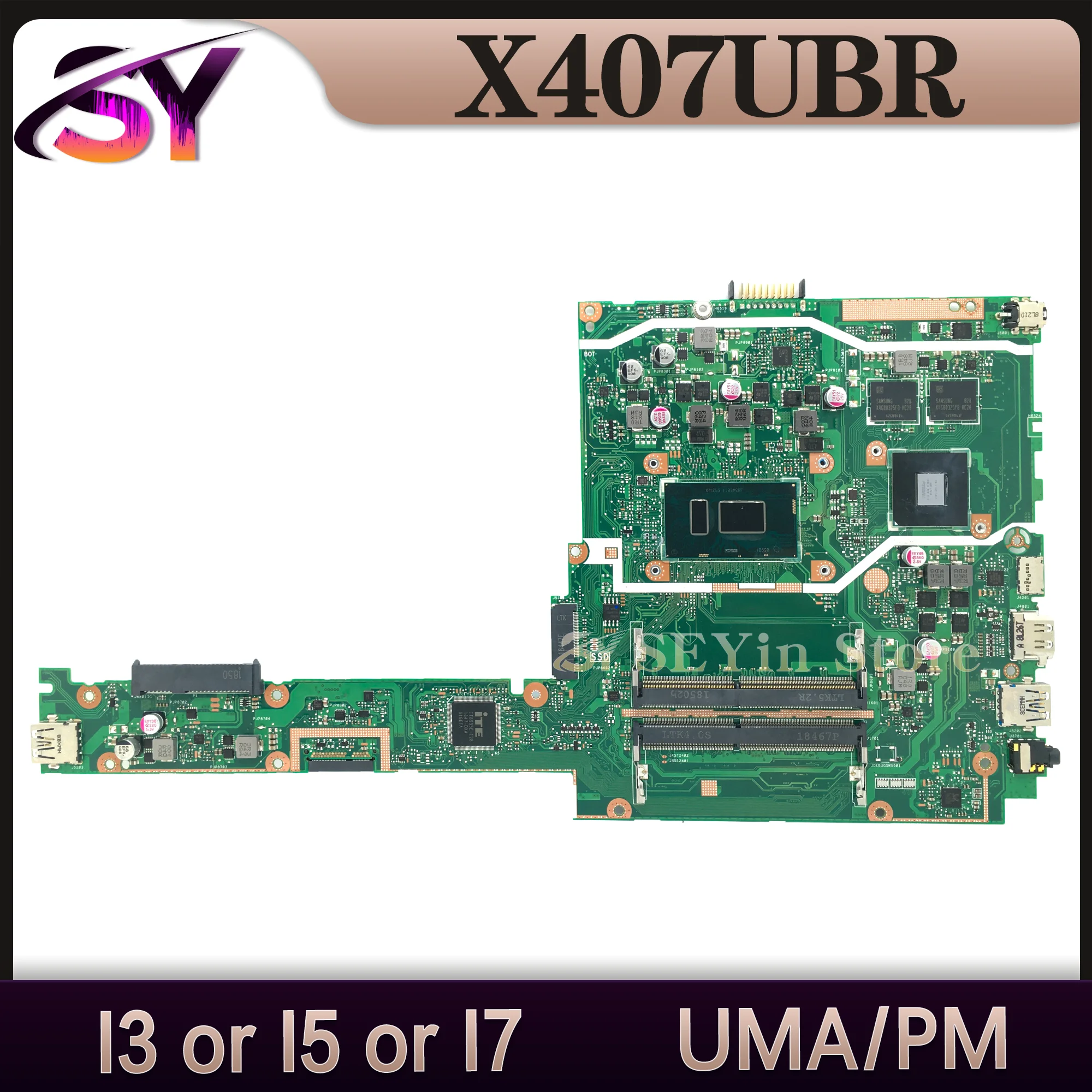 X407UBR Mainboard For ASUS X407U X407UA X407UV X407UAR X407UFR X407UF Laptop Motherboard I3 I5 I7 7th/8th Gen UMA/PM DDR4