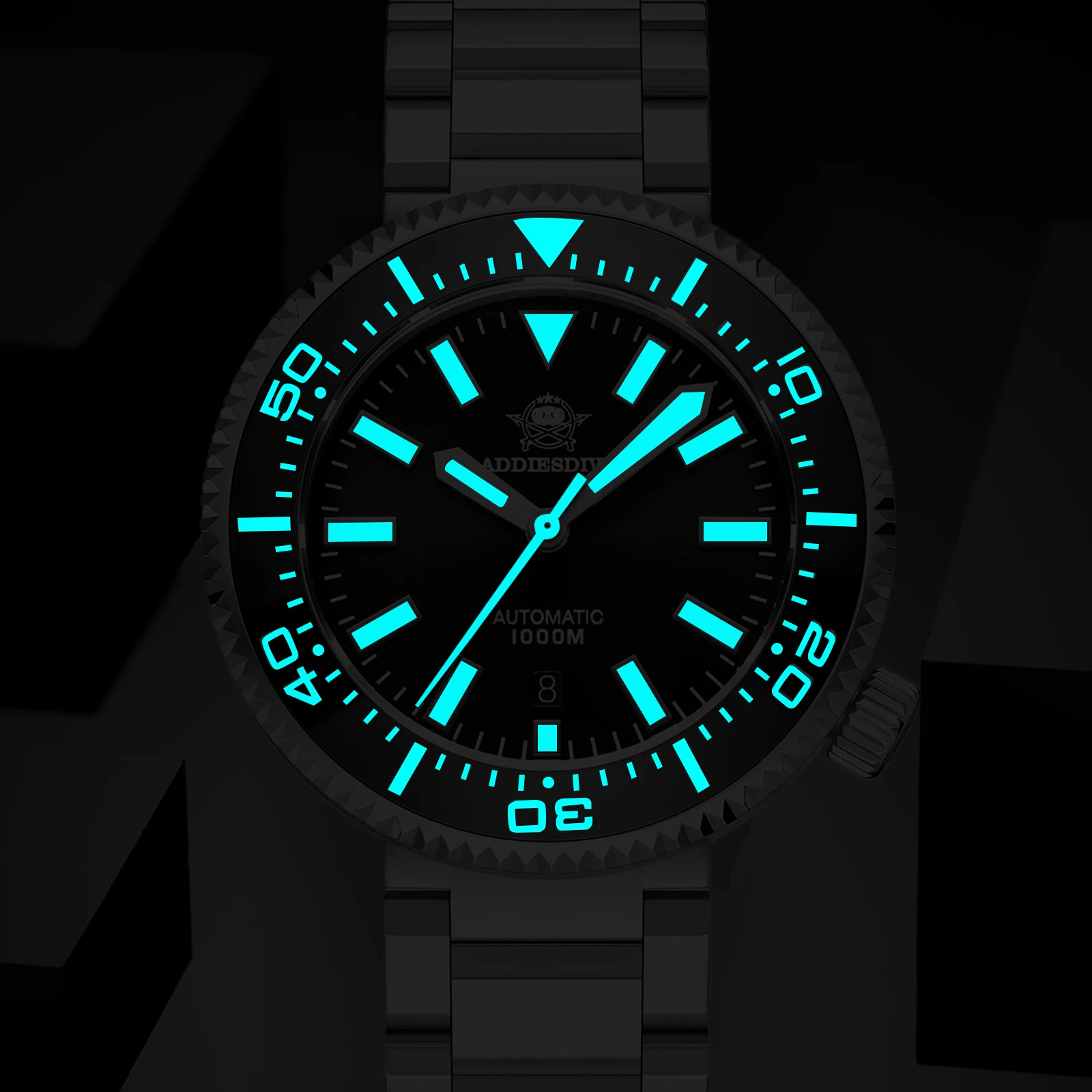 ADDIESDIVE New Men Mechanical Watches Luminous Wristwatch Sapphire Glass Stainless Steel Watch 100bar Waterproof Automatic Watch