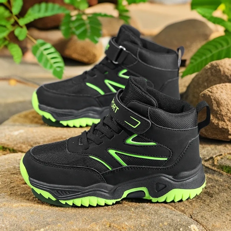 أحذية المشي لمسافات طويلة للأطفال الخريف تنفس الأزياء تنوعا المضادة للانزلاق الصبي أحذية رياضية في الهواء الطلق خفيفة الوزن المراهقين المشي الأحذية