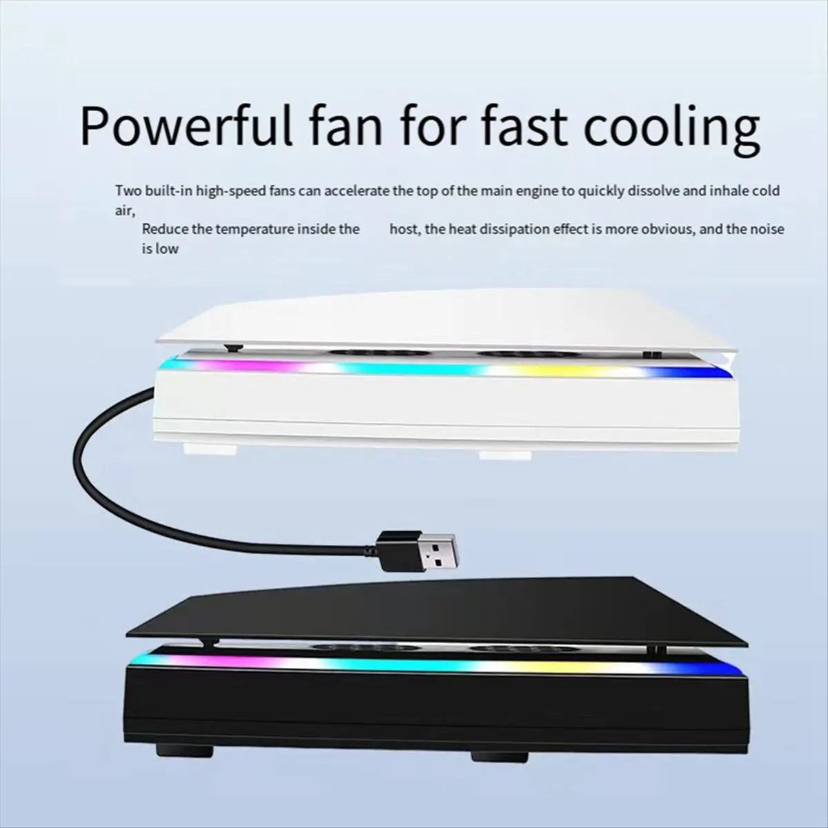 B21B For Console Upper Cooling Fan Base Game Cooler Stand Bracket with RGB Dustproof Atmosphere Colorful Lighting LED(B)