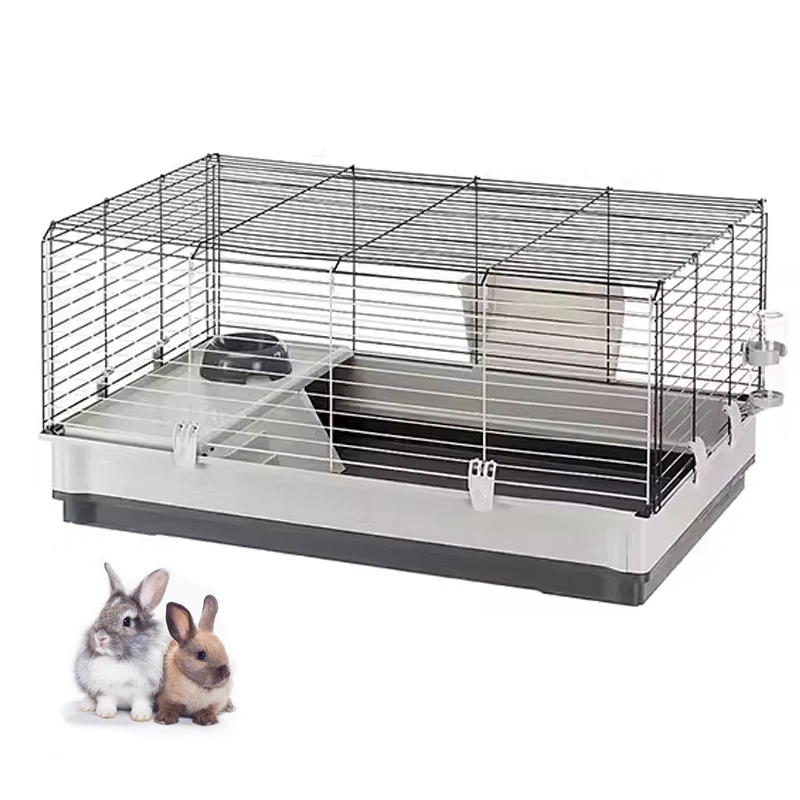 Portable Large Rabbit Cage Deluxe Small Animal Rabbit Home Metal Wire Mesh Guinea Pig Ferret Small Pet Cages with Kettle Feeder