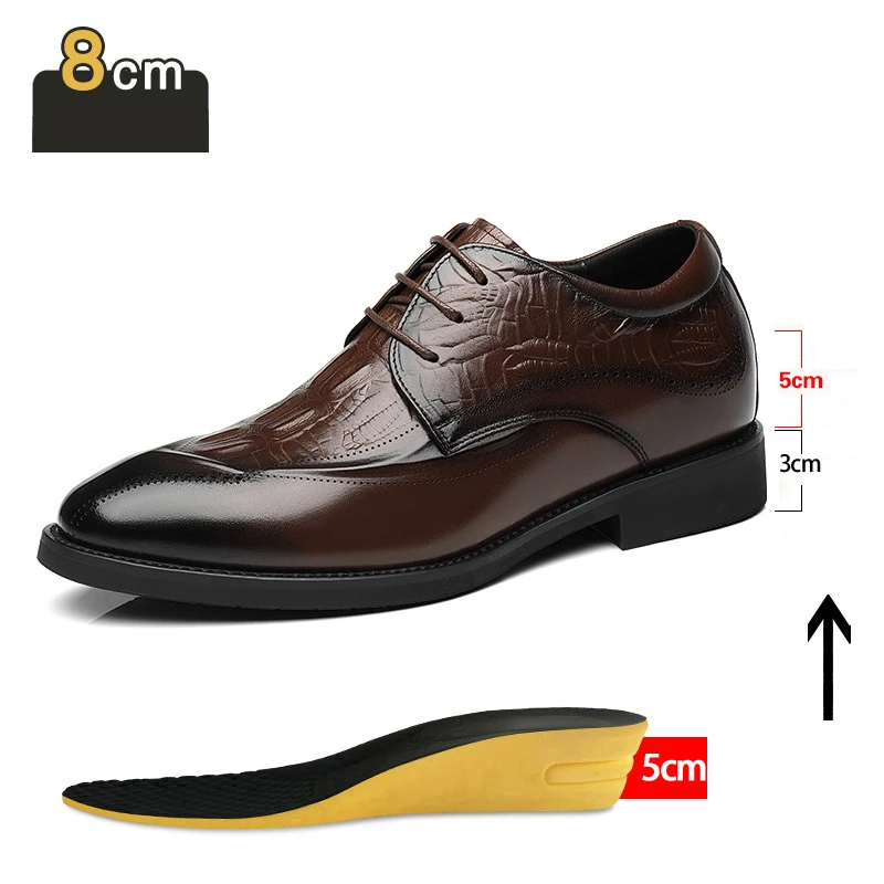 Echtes Leder männer Aufzug Schuhe Versteckte Heels Casual Schuhe Mann 8CM 6CM Höhe Zunehmende Brogue Schuhe Mode hochzeit Party