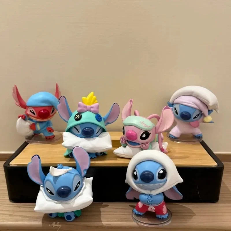 2026 8 pièces/ensemble Disney Stitch Needle Pillow Party Series Blind Box Doll Qversion PVC Model Table Decoration Collect Toy Gift