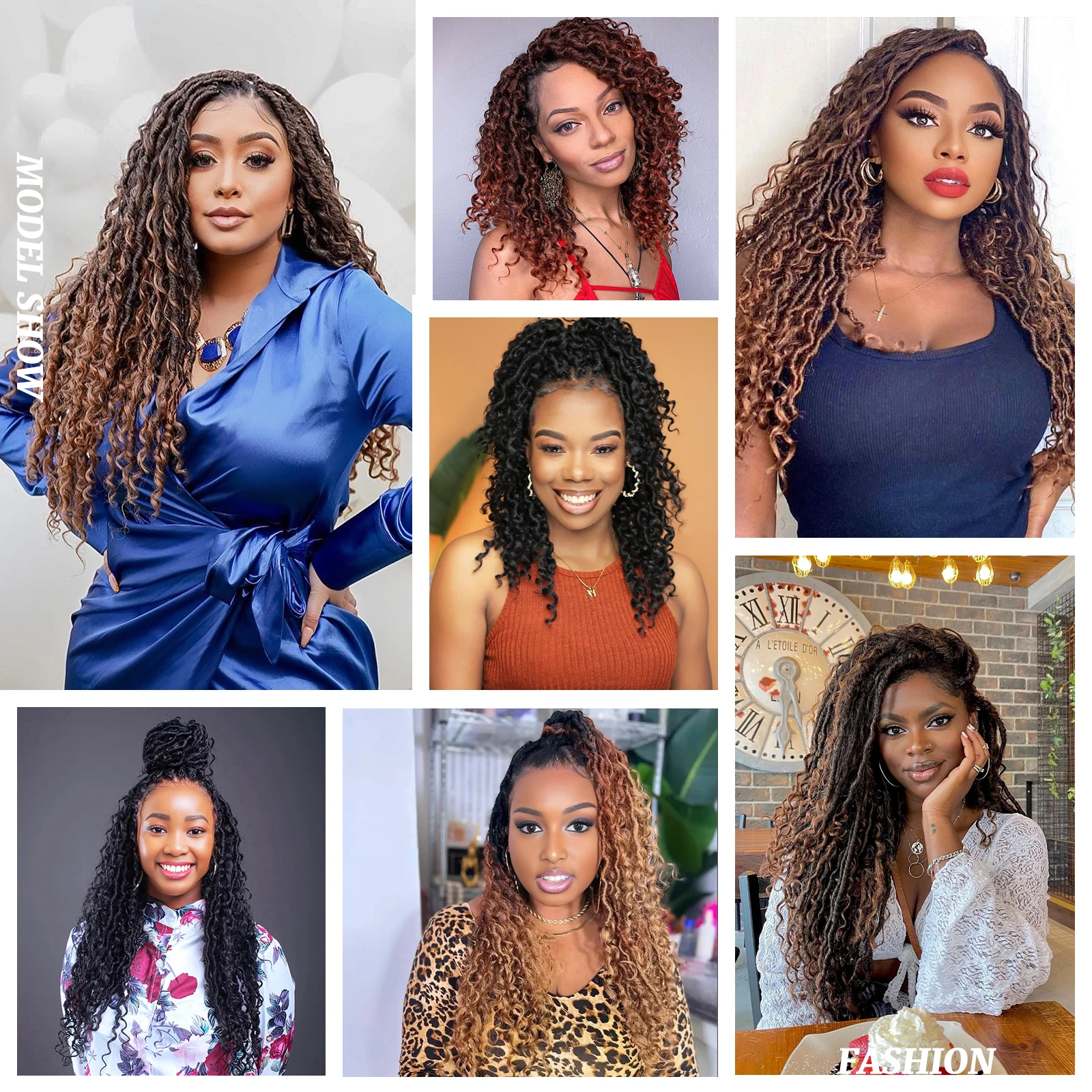 Goddess Locs Crochet Hair 10-22 Inch Faux Locs Crochet Hair Black Women PreLooped Boho Locs Synthetic River Locs with Curly Ends image 5