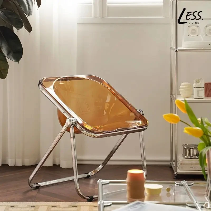 Modern INS Style Folding Chair Korean Simple Creative Acrylic Chair Designer Leisure Chair Coffee Shop Dining Chair