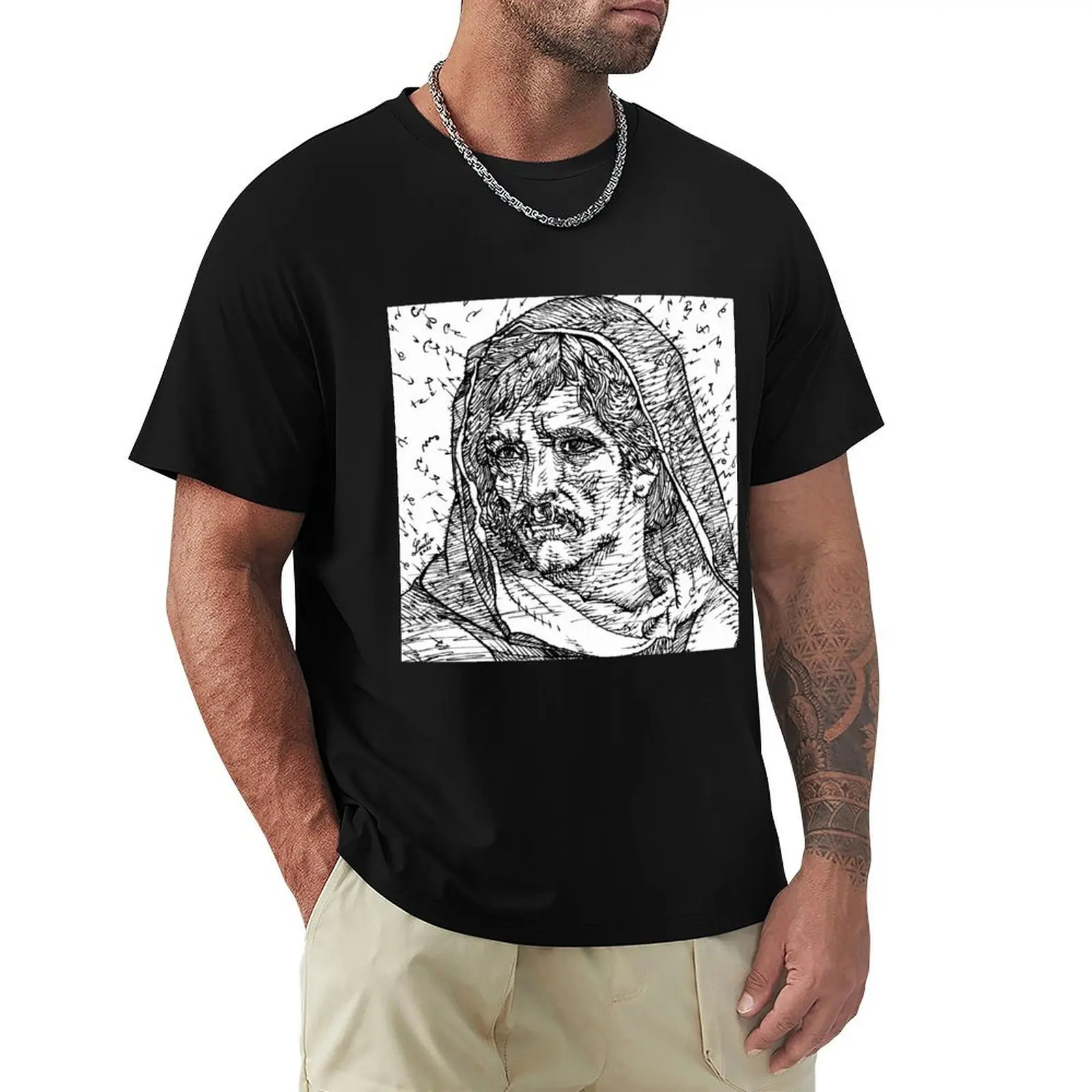 Футболка GIORDANO BRUNO с чернильным принтом, комфортная эластичная футболка