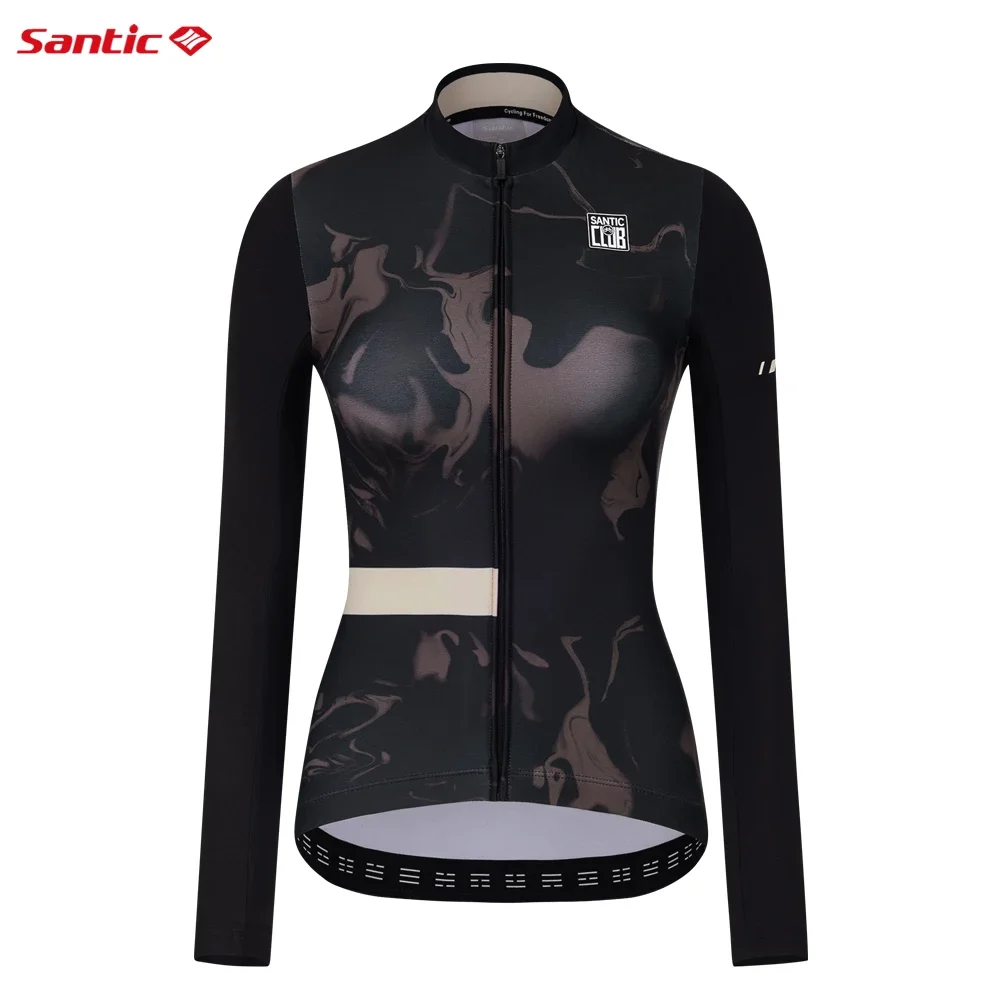 Santic Dames Fleece Fietsjersey Herfst Winter Thermische Rijkleding Lange Mouw Volledige Rits MTB Racefiets Jassen