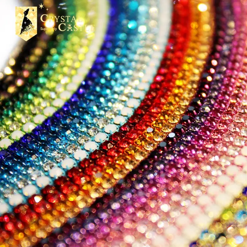 Strass Kette Rolle Quaste 1/10Yard Kristall Band Strass Banding Nähen Auf Gold Strass Trim Streifen Tasse Ketten Für Handarbeiten – Detail 2