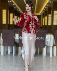 Karakou Algerien Evening Dress Muslim Party Kaftan Caftan Appliques Gold Lace Dress Elegant Beaded Gown vestidos de graduación