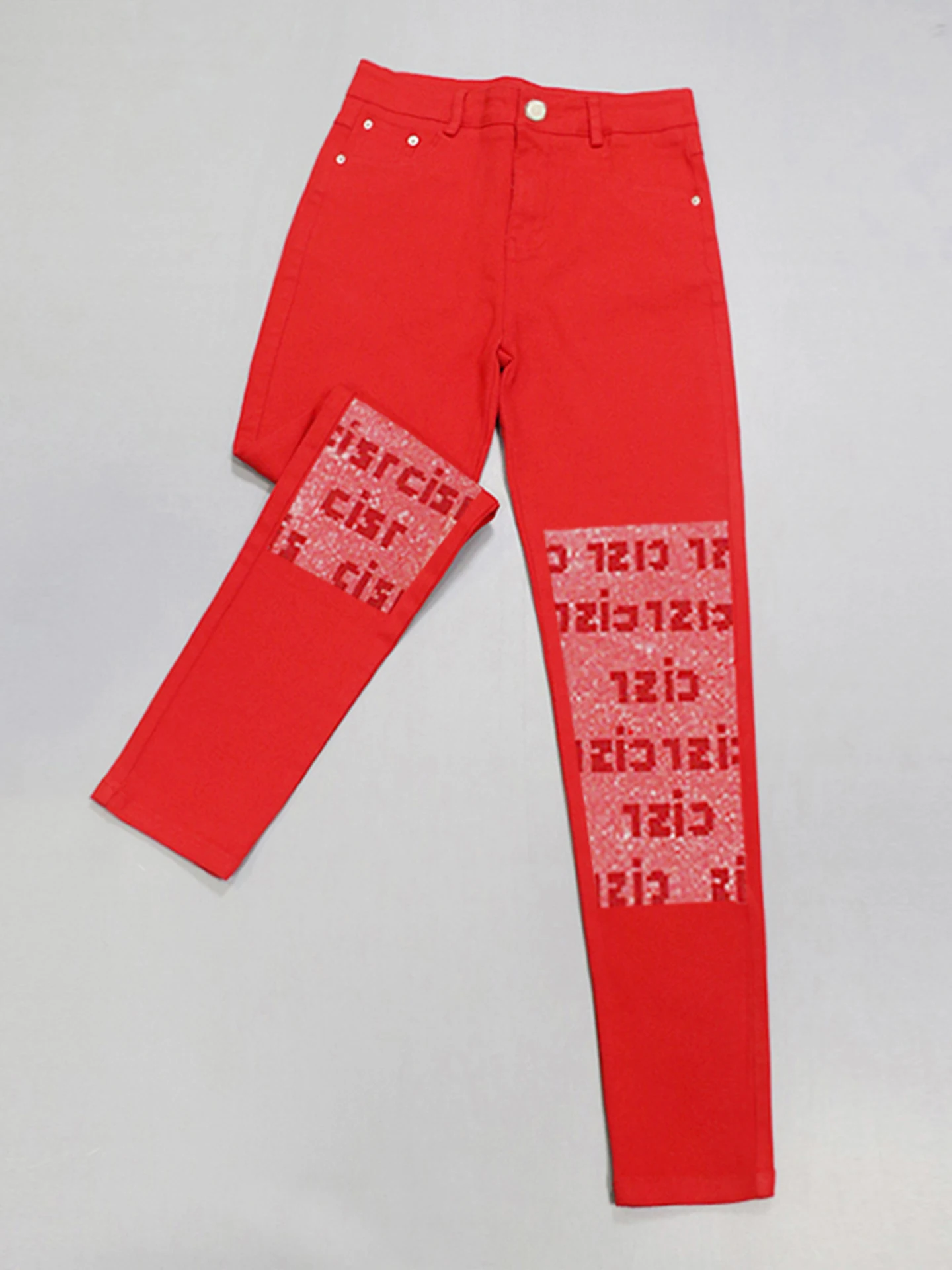 

Fashionable High-Waist Slimming Denim Jeans Women's Spring Summer New Style Glitter Elastic Ankle-Length Pencil Pants