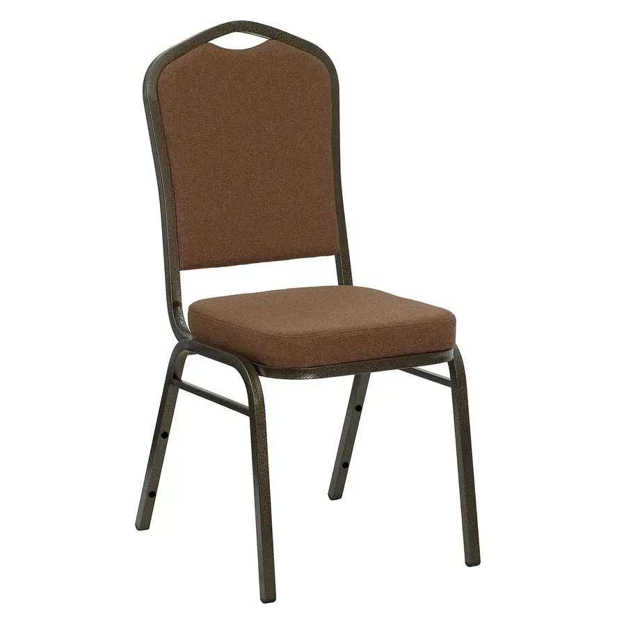 

Back Stacking Banquet Chair in Coffee Fabric Gold Vein Frame
