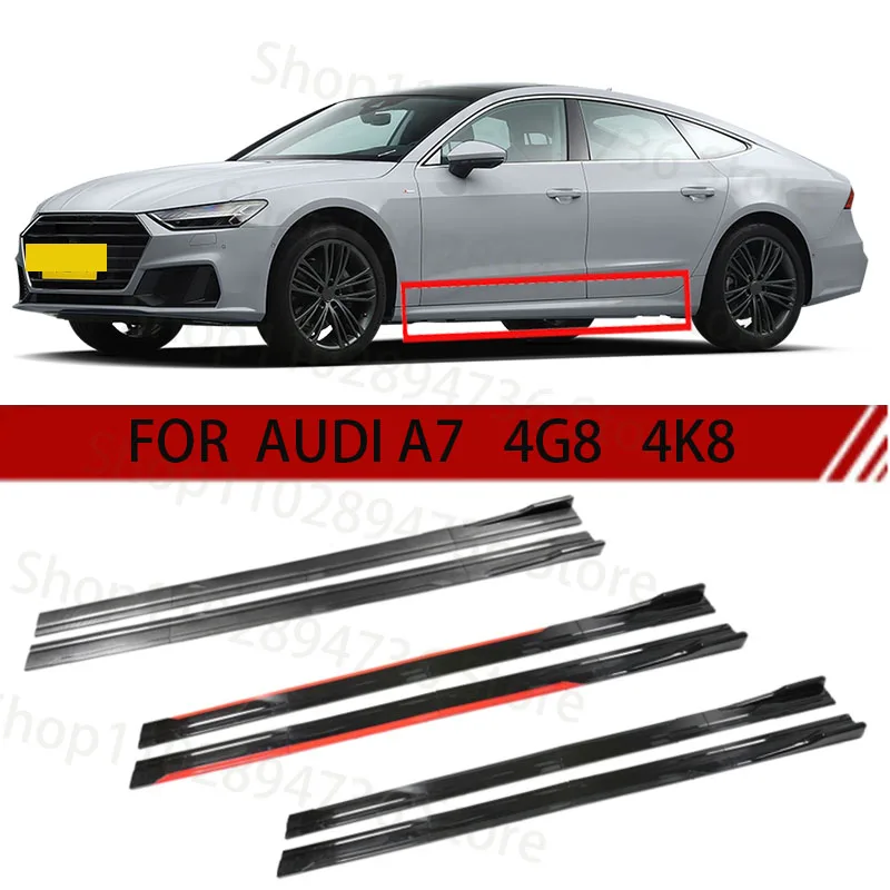 

FOR AUDI A7 4G8 4K8 2M Car Side Skirt Extension Plate Lip Separator Bumper 2.18M Racing Side Spoiler