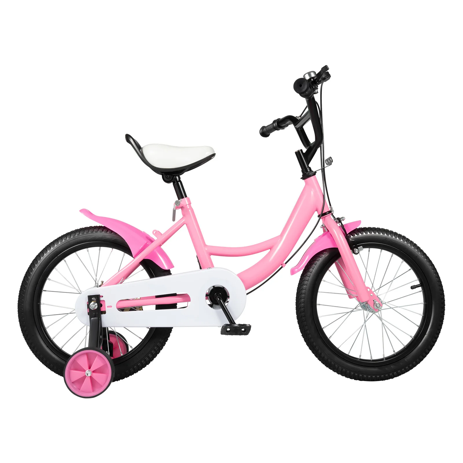 16 Inch Pink Children Bicycle Carbon Steel Frame Seat Armrest Adjustable Design Kid Bike for 5-8 Years Old Childrens