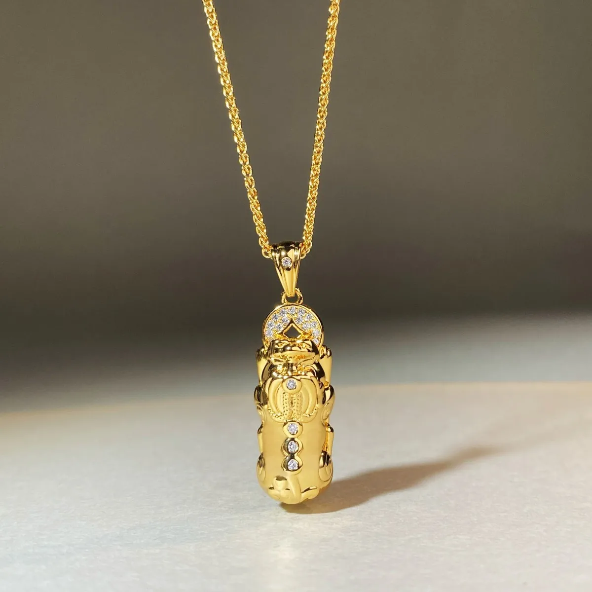 luxury real gold jewelry 24k certifid ancient Pixiu necklace au9999 pure gold rotating vajra pendant necklace