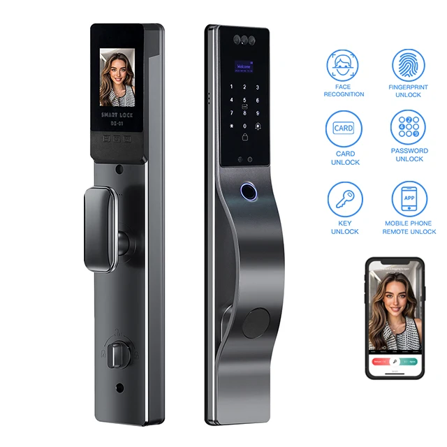 New Automatic Electronic Digital Lock Cerradura Inteligente WIFI APP Fingerprint Card 3D Face Recognition Smart Door Lock