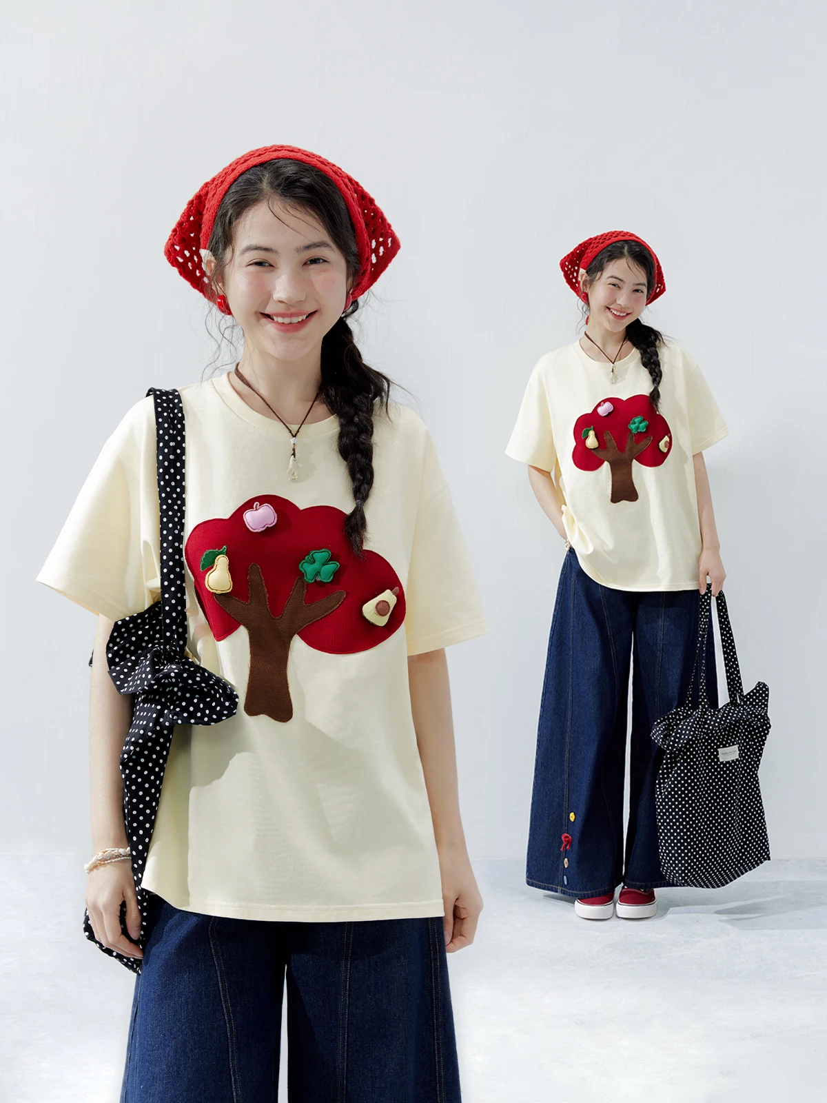 

Pure Cotton ort Sve T-irt Women Summer Loose Casual round Ne f Sve Top Big Size Women's Faion Tree
