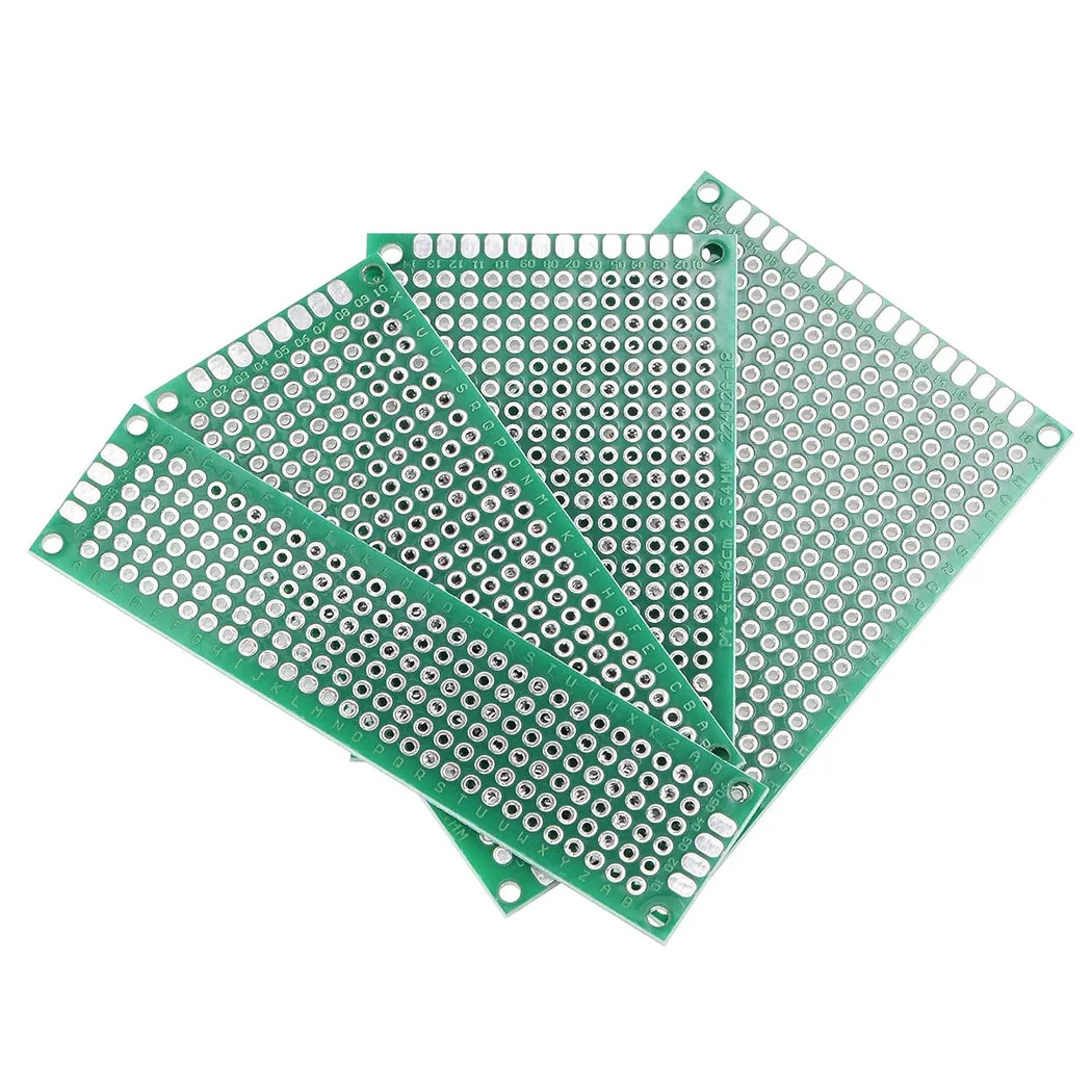 20 Pcs Double Sided PCB Board (4 Sizes - 2X8 3X7 4X6 5X7) Tinned Through Holes FR4 Prototype Kit Printed Circuit Universal