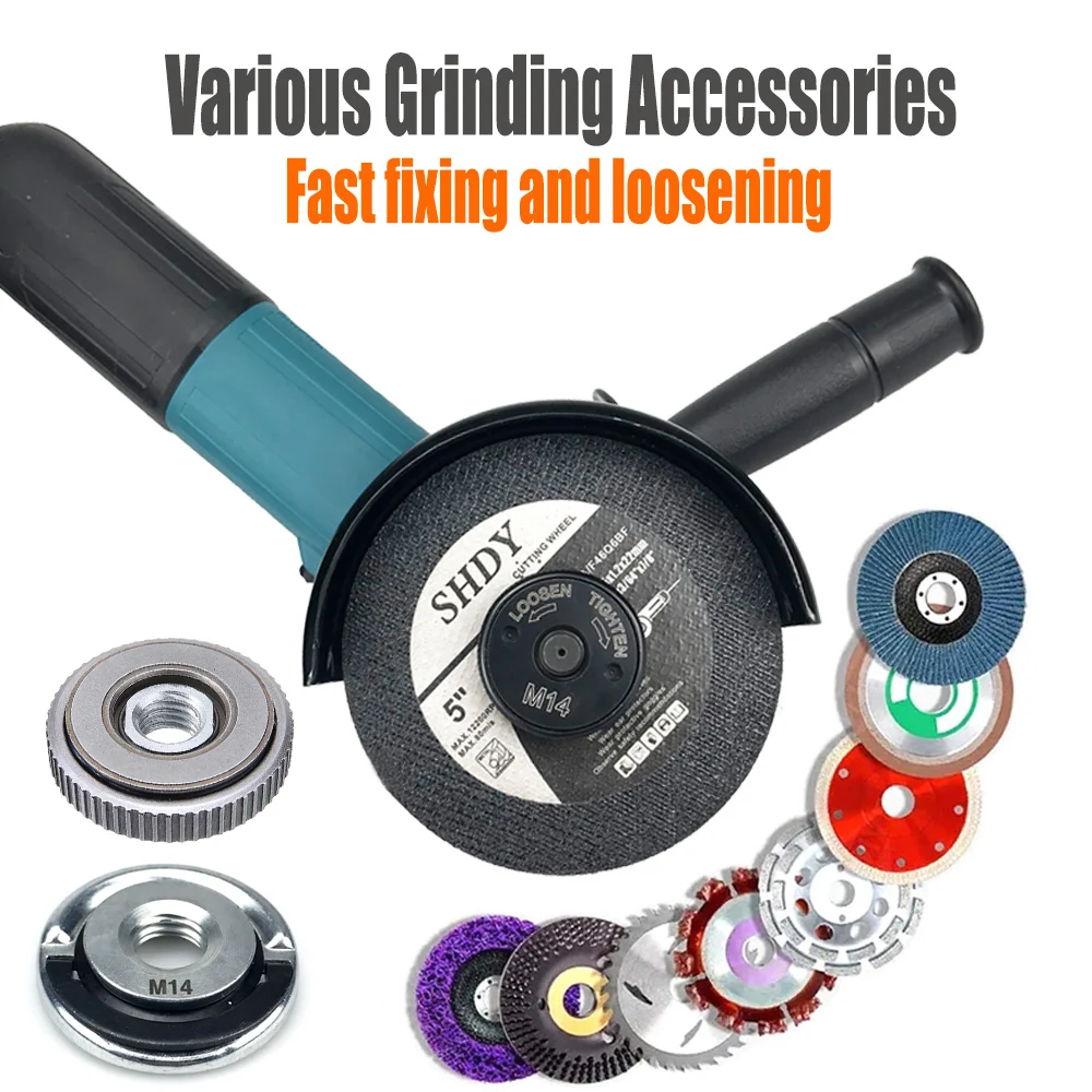 Portable M10/14 Thread 115mm/125mm Angle Grinder Accessory Inner And Outer Nut Tool Locking Nut Clamp Electric Chuck Replacement