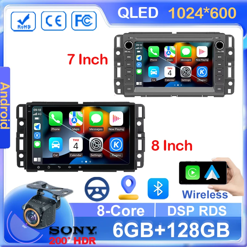 Car DVD Carplay Android For Chevrolet Silverado Impala GMC Yukon Acadia Sierra Auto Radio Stereo Multimedia Player GPS Navigatio