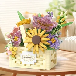 1263 Pieces DIY Perpetual Flower Block Set - Creative Handheld Basket Model Kit, Halloween/Christmas/Birthday Gift