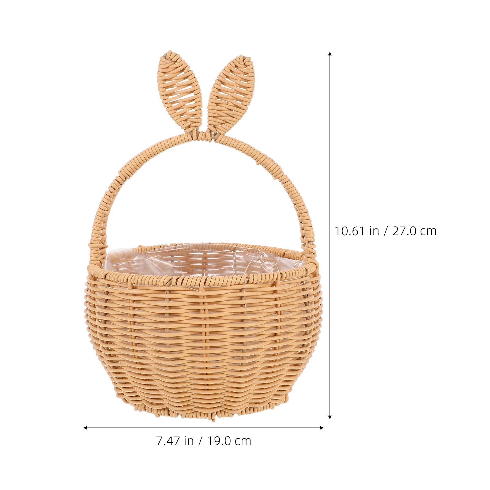 Decorative Woven Rabbit Basket Artificial Rattan Handheld Storage Basket for Flowers Fruits Or Home Office Organization