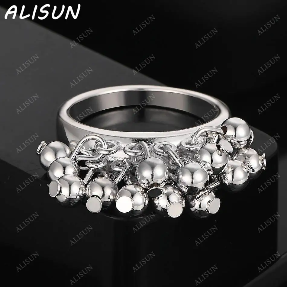

ALISUN 925 Sterling Silver Size 6-10 Beads Ring For Women Men Fashion Jewelry Vintage Grace Charm Noble Party Birthday Gifts