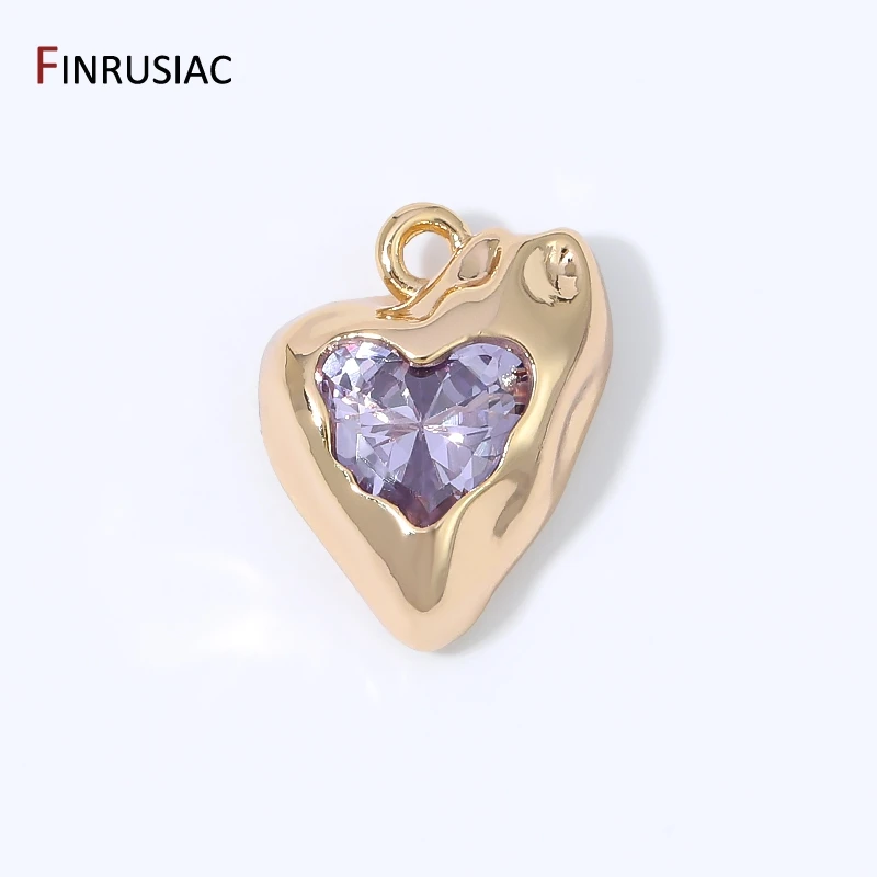18K Gold Plated Brass Irregular Heart Pendant For Jewelry,Zirconia Drop Dangle Charms for DIY Necklace Bracelet Accessories
