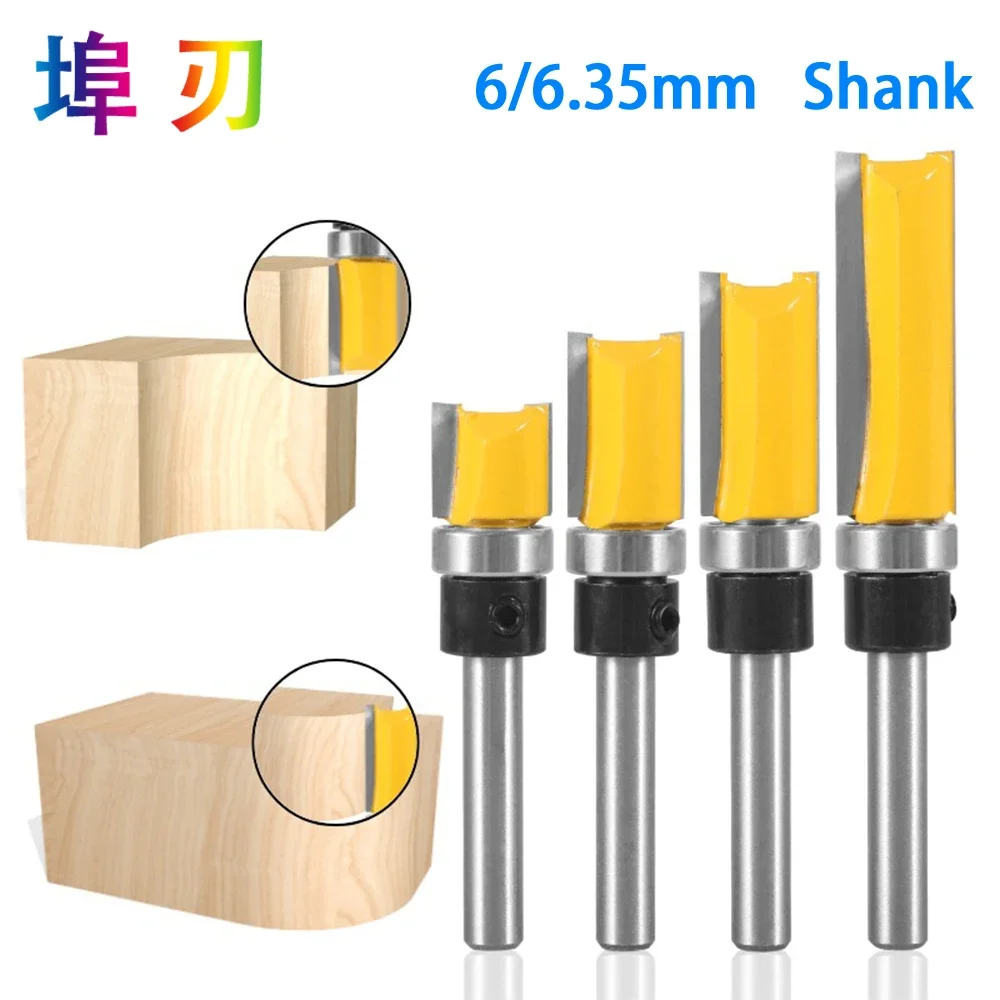 1PC 1/4 Shank Template Trim Hinge Mortising Router Bit Straight end mill trimmer cleaning flush trim Tenon Cutter forWoodwor