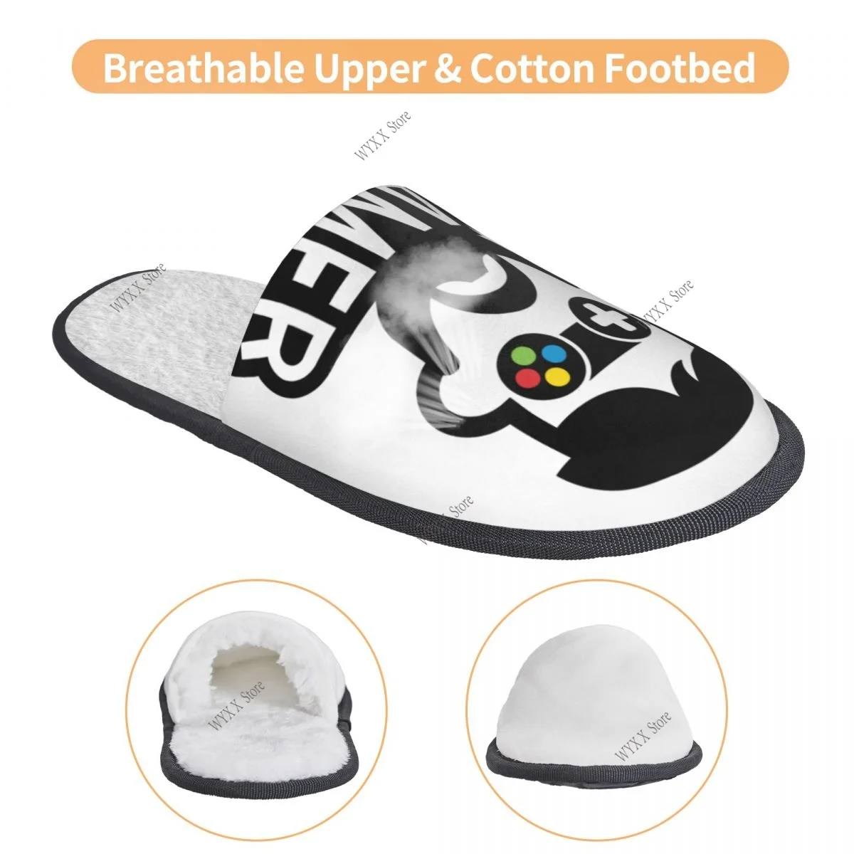 شبشب فرو للنساء والرجال، شباشب شتوية دافئة منفوشة، أحذية منزلية لوحدة التحكم في الألعاب #5