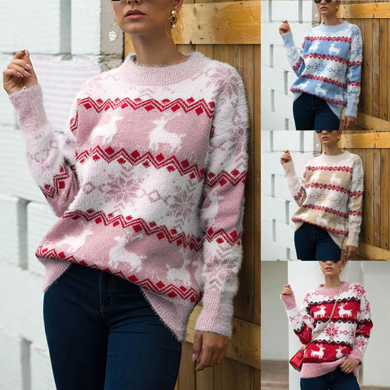 New Casual Loose Knitwear Warm Thicken Couples Matching Outfits Pullover Top Jumpers 2024 Winter Christmas Women Unisex Sweaters