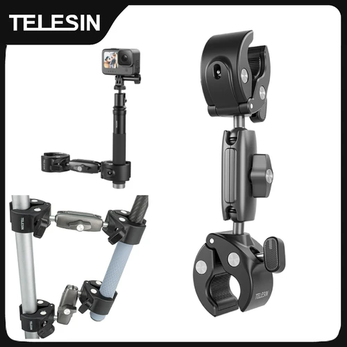 TELESIN-monopé para motocicleta, manillar de bicicleta, montaje panorámico, palo de Selfie Invisible, soporte para GoPro Hero DJI Insta360