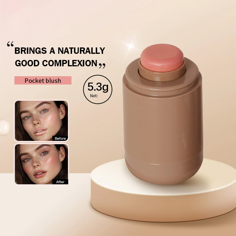 3-in-1 Blush Cheek Lip Tinted Moistured Blush Stick Waterproof Easy Color Rouge Silky Smooth Blusher Cream Contour  rhode Makeup