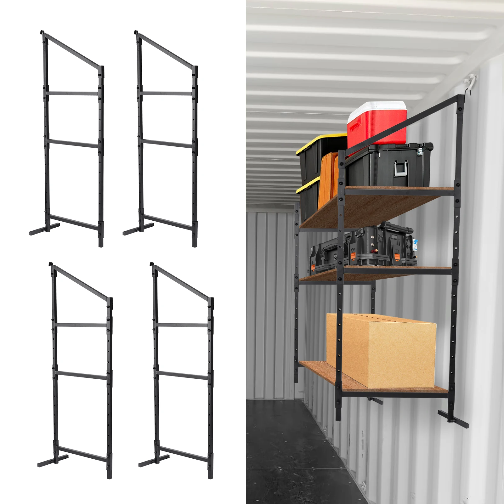 

Shipping Container Shelf 3 Tier Cargo Shipping Container Shelving Heavy-Duty Carbon Steel 4 Pack Shipping Container Accessories