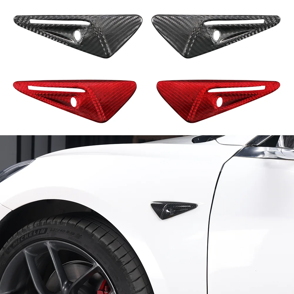 

Real Carbon Fiber For Tesla Model 3/Y/S/X Car Body Fender Camera Radar Decorative Sticker For Tesla 2017-2023 Accessories 2Pcs