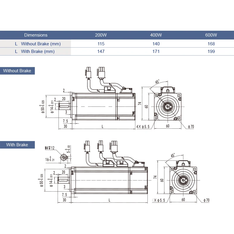 Industrial 3Phase AC Servo Motor 220V High Torque 0.637-1.91N.m 200-600W Sewing Machine Motor for Precision Applications