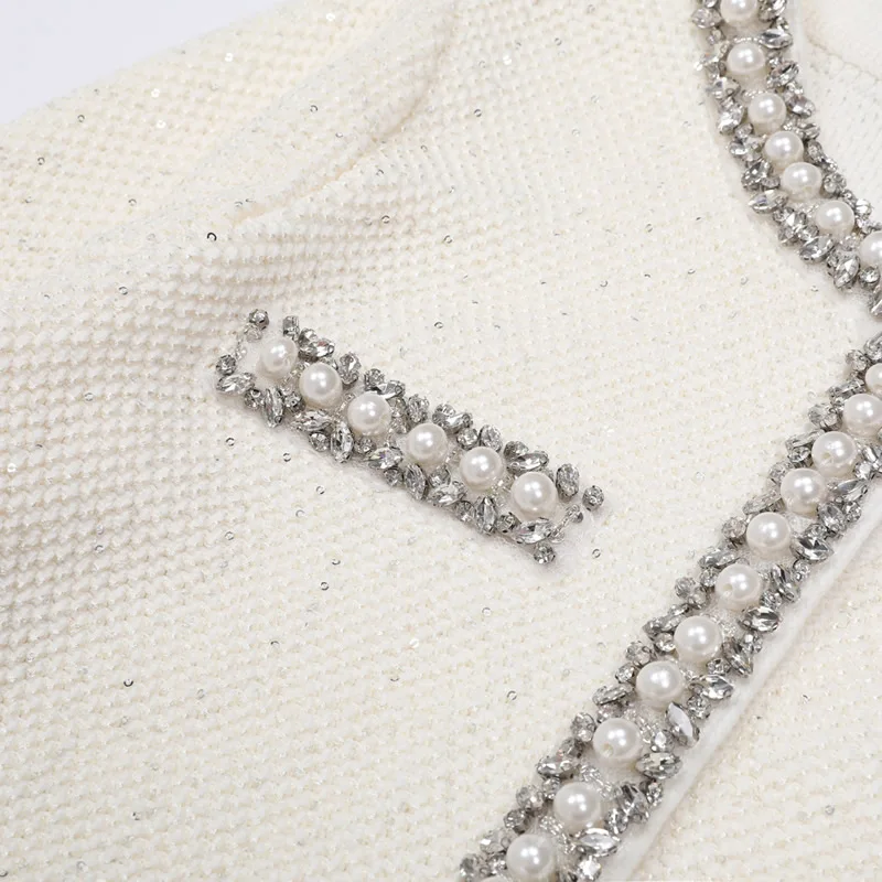 Nouveauté femmes tricot coton robe col rond perles robe trapèze