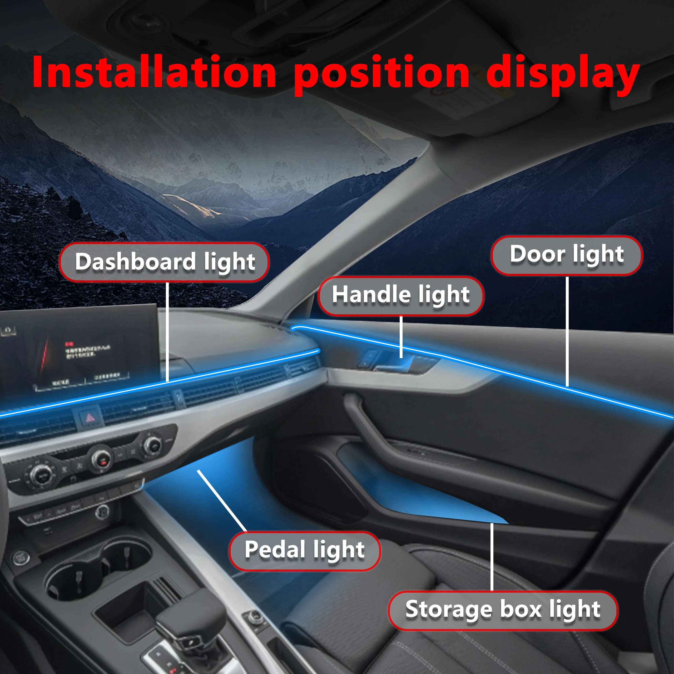 لسيارات BMW M5 F90 F91 شريط توهج LED عالي الجودة لداخل السيارة مع تصميم تثبيت فلوش وإضاءة تفاعلية صوتية لاسلكية