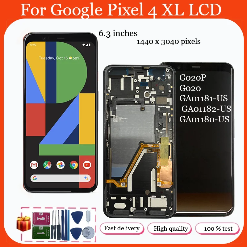 

New 6.3" Screen For Google Pixel 4 XL LCD Display Touch Screen Digitizer Assembly Pixel 4XL Screen G020P G020 Replacement