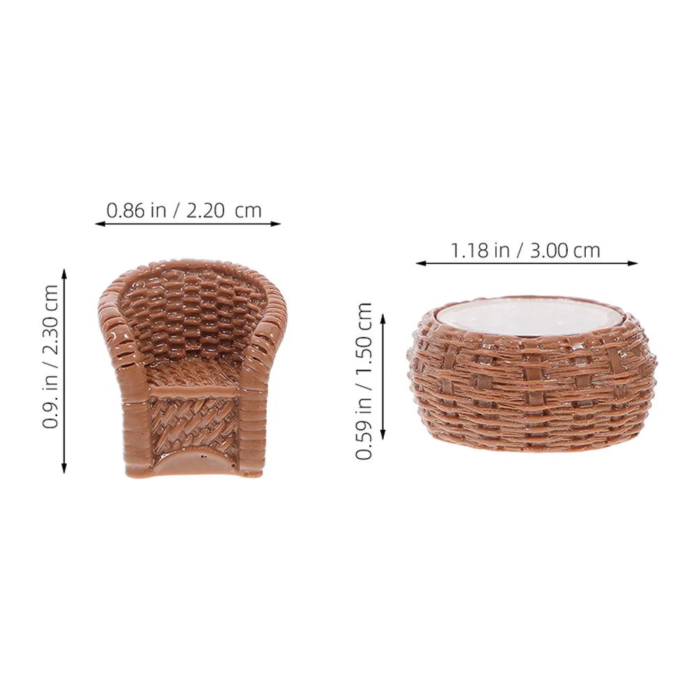 1Set 3D Resin Miniature Table and Chairs Set for Fairy Garden Micro Landscape Decoration DIY Cream Glue Kit Compact Desk Display