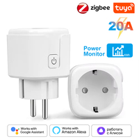 Tuya ZigBee Socket Smart Plug EU 20A With Power Monitoring Timer Adapter Smart Home Wireless Compatible Alexa Google Home