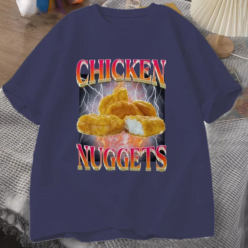 Funny Chicken Nuggets Vintage Style Graphic T-shirt Women Men Hip Hop Gothic T Shirt Comfort T-shirts Graphic T Shirts
