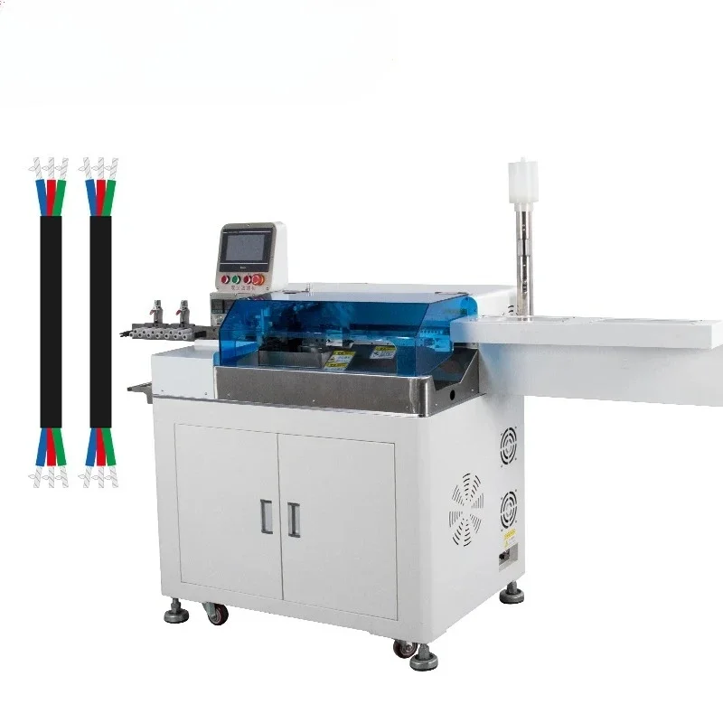 EW-8015-2 Fully Automatic Jacket Cable Multi-Conductor Wire Cut Strip Tin Multi-core Sheath Cable Double Ends Tinning Machine