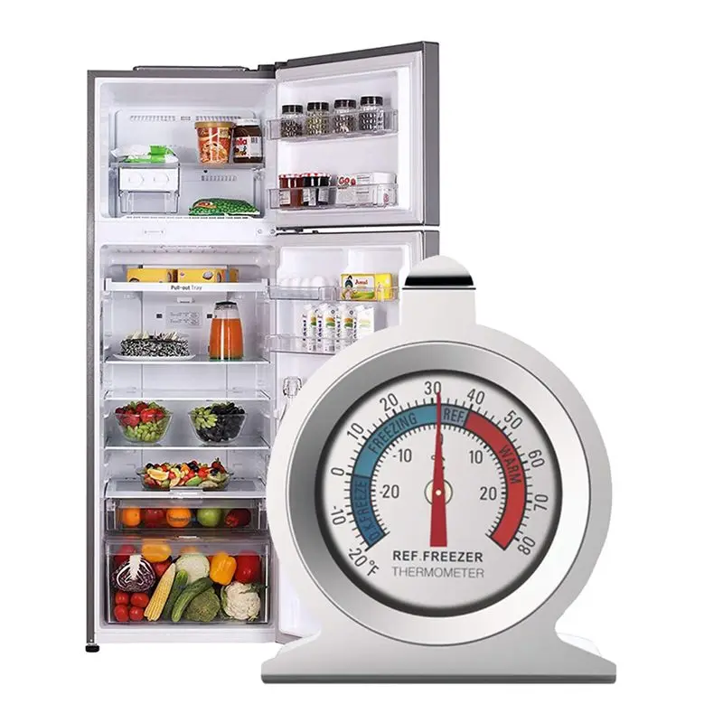 AT63-4 Pcs Refrigerator Thermometer 20℃-20℃/-20℉-80℉ Fridge Analog Thermometer Large Dial With Red Indicator Thermometer