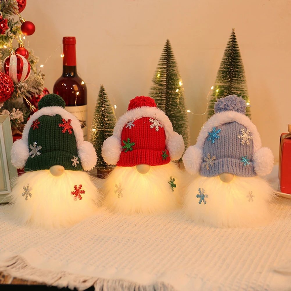 Gnomes de Noël avec lumière LED, chapeau lumineux, casque de poupées, à piles, vente en gros, 2 pièces, 8 en effet