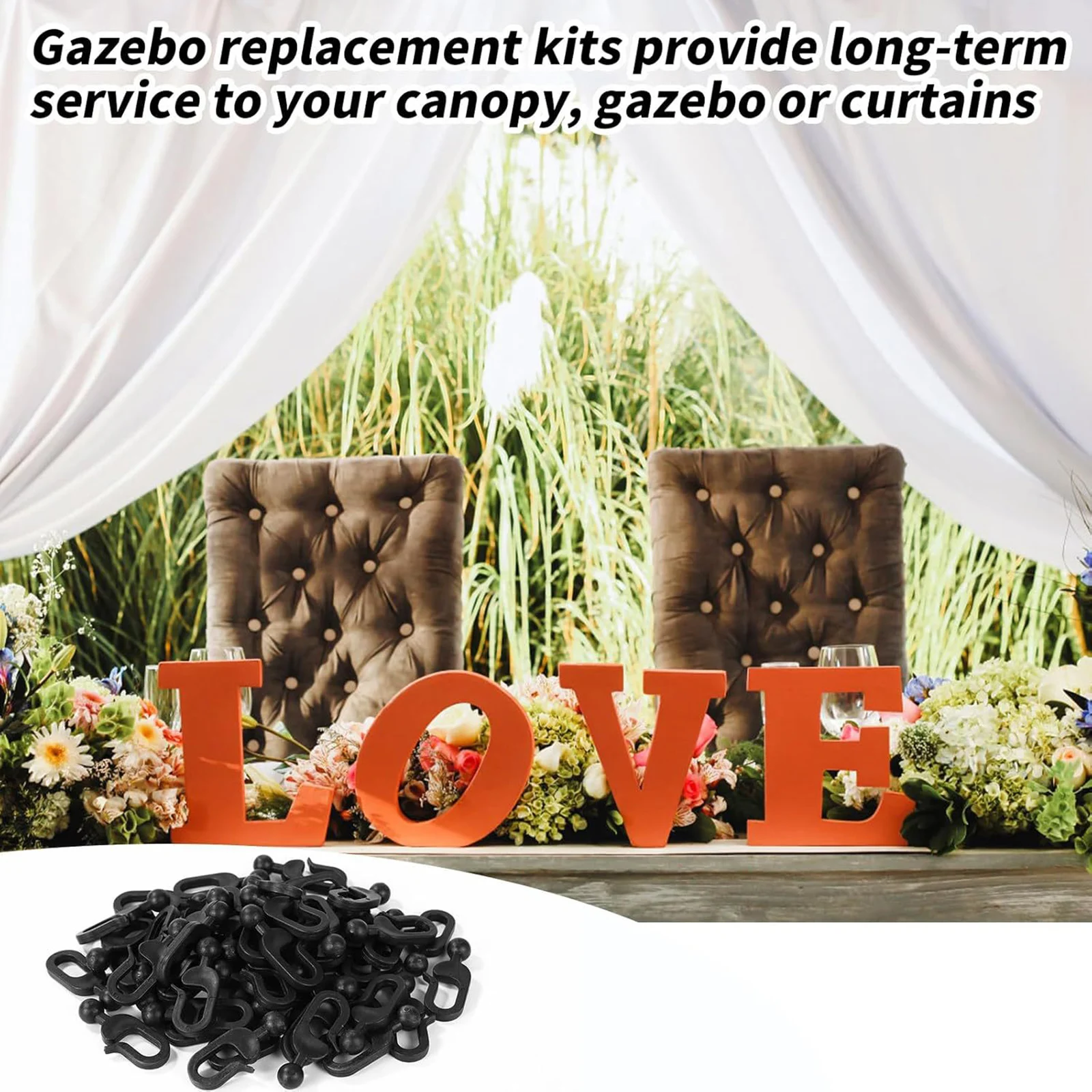

50/100pcs Curtain Hooks Black Plastic Invisible Track Hook For Garden Courtyard Gazebo Awning Multifunction Organizer Hooks