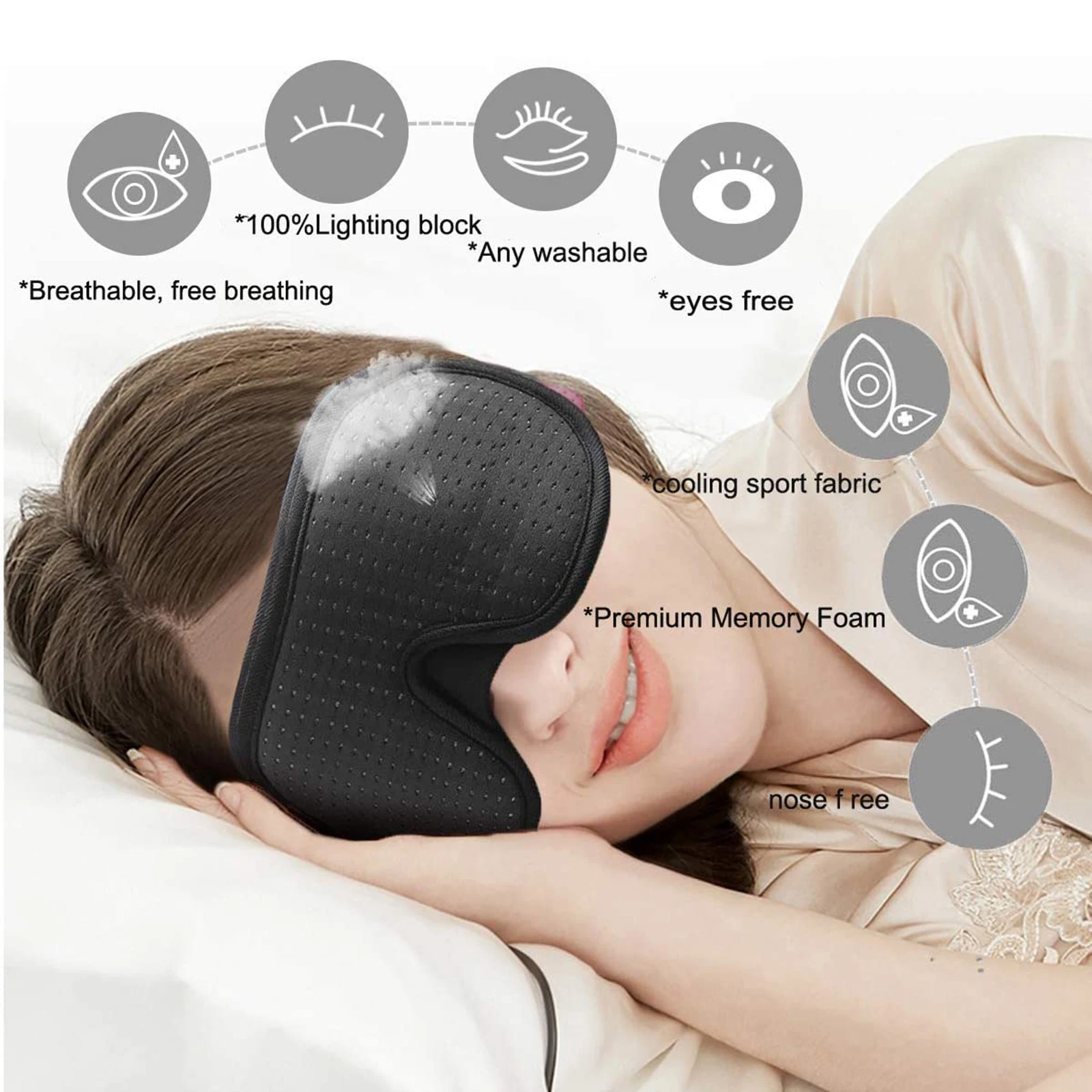 3D Sleep Mask Sleeping glasses Eye Mask for Women Men Night Blindfold Eye Cover Night Breathable Slaapmasker Adjustable Strap