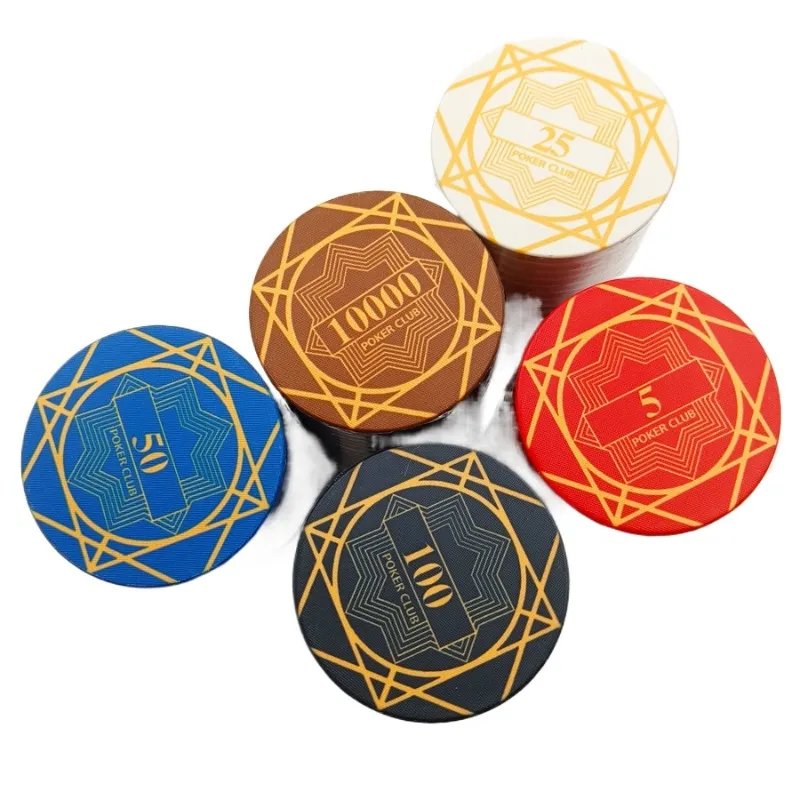 10 Pcs Texas Poker Chips Coins Ceramic Durable Thermal Transfer Casino Poker Baccarat Upscale Poker Chips Set Accessories