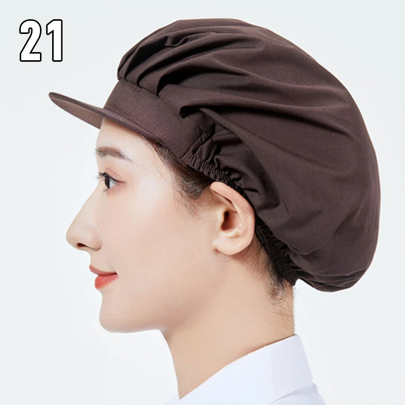 Cotton Chef Hat Fwomen Kitchen Home Cooking  Anti-fume Anti-hair Loss Sanitary Hat Food Catering BakerCook Hair Cap With Brim