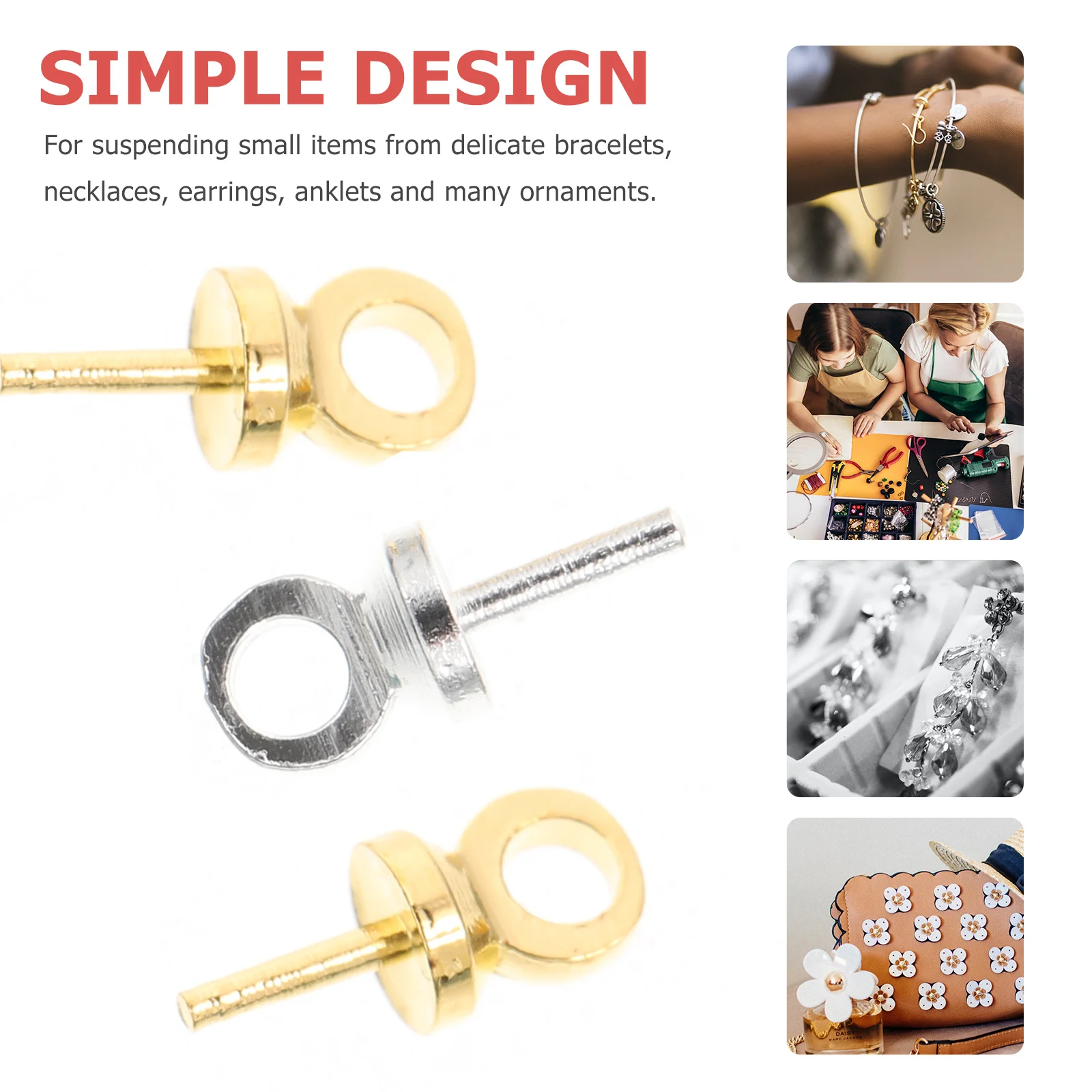 

2 set Eye Screw Hooks Self-Tapping Metal For Jewelry Making Diy Craft Supplies Threaded Eyelet Screw Hanging Ornaments