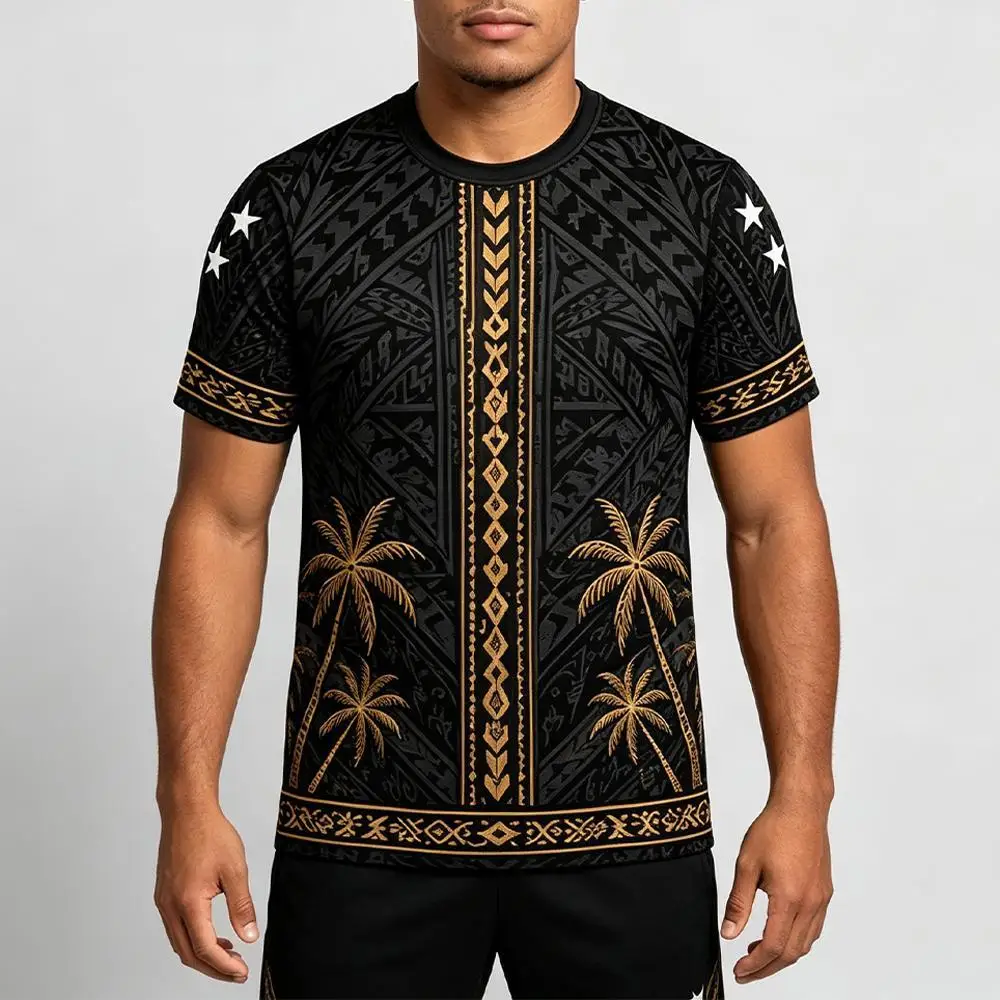 Samoa Tribal Style 3D Print T-shirt Polynesian Traditional Tattoo Pattern Streetwear Outdoor Sports Breathable Casual Jersey